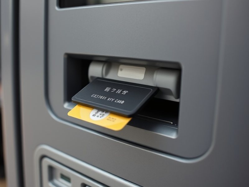 点検前 — カードリーダーの上に不審な部品が取り付けられた端末の前面。